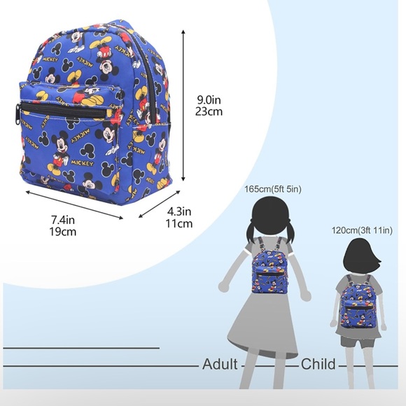 Mickey Mouse All Over Print Small Nylon Bag Multipurpose Causal Daypack Mini Bag - Picture 4 of 4